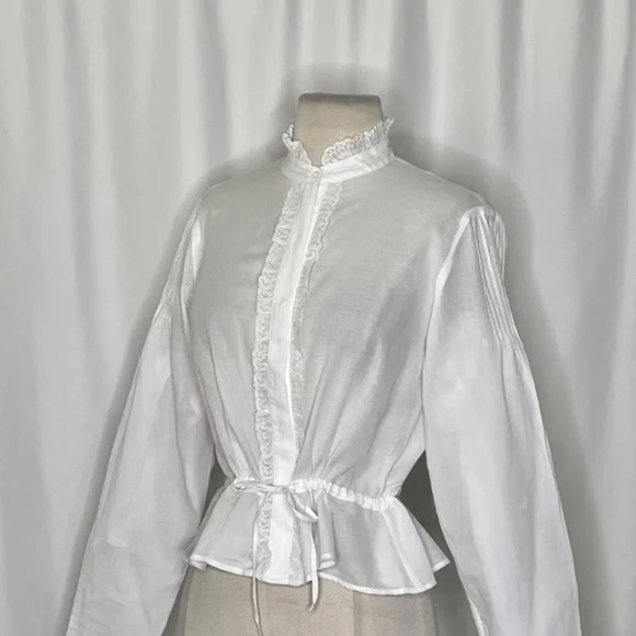 NWT!! J. CREW Lace Trim Cinched-Waist Cotton Voile White Top Blouse Medium - Picture 7 of 16